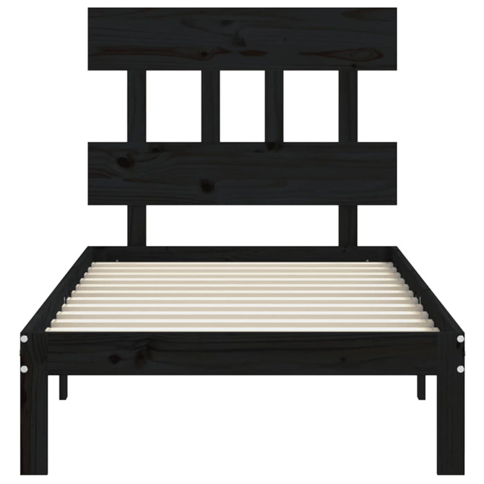 Massivholzbett mit Kopfteil Schwarz 90x200 cm
