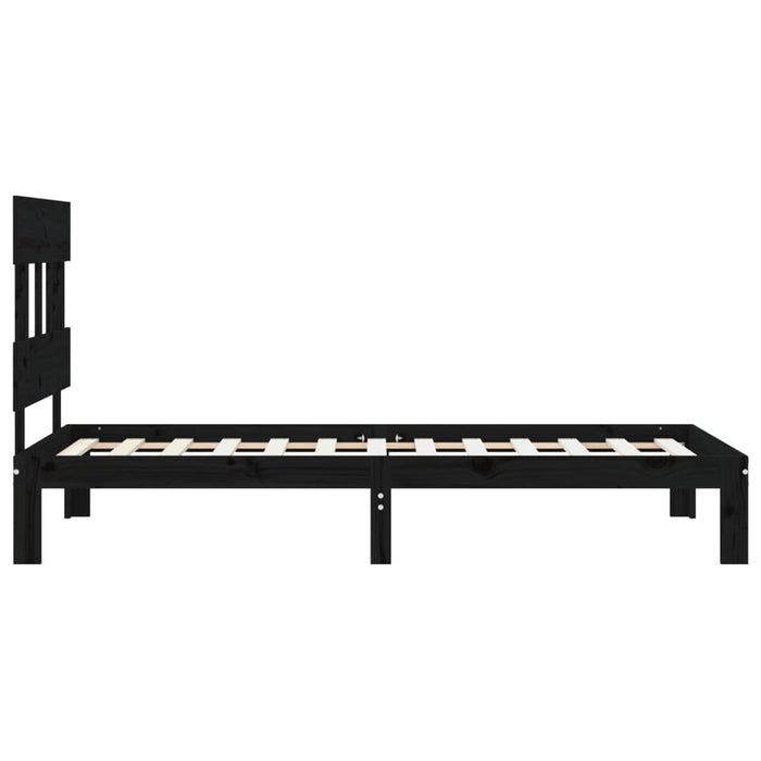 Massivholzbett mit Kopfteil Schwarz 90x200 cm