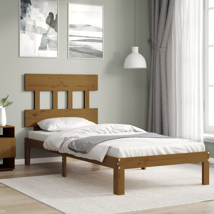 Massivholzbett mit Kopfteil Honigbraun 100x200 cm
