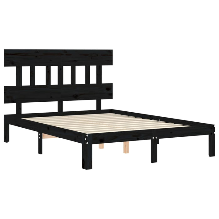Massivholzbett mit Kopfteil Schwarz 120x200 cm