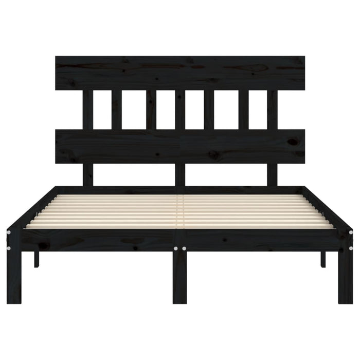 Massivholzbett mit Kopfteil Schwarz 120x200 cm