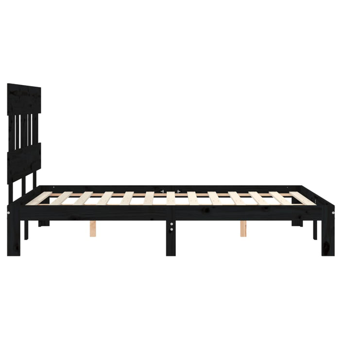 Massivholzbett mit Kopfteil Schwarz 120x200 cm