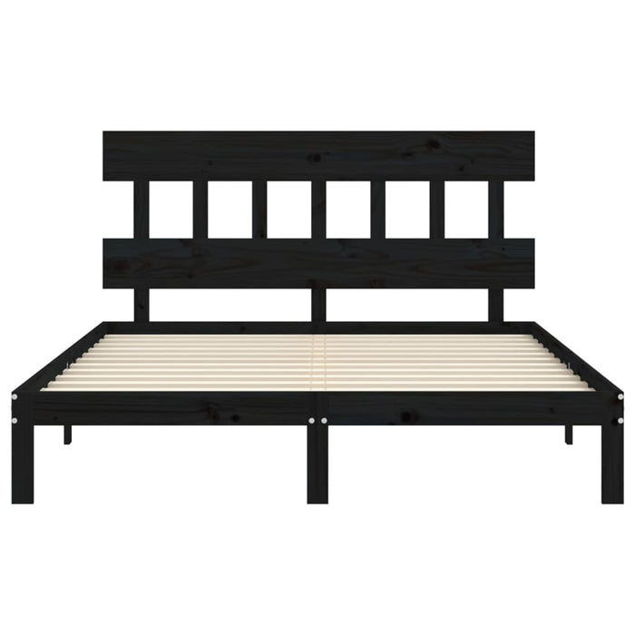 Massivholzbett mit Kopfteil Schwarz