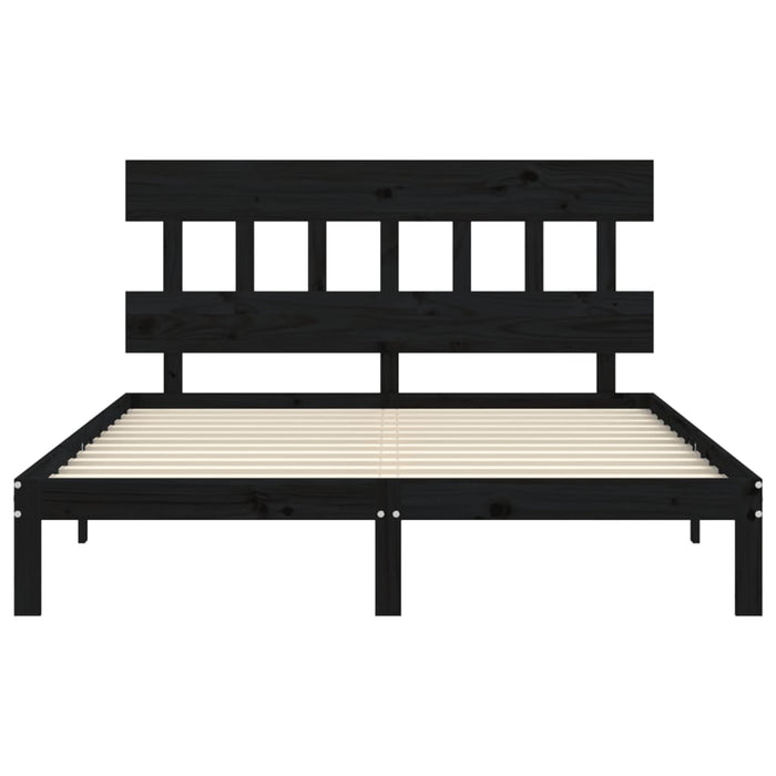Massivholzbett mit Kopfteil Schwarz 160x200 cm