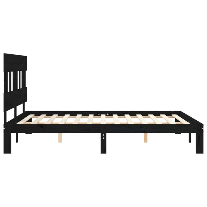 Massivholzbett mit Kopfteil Schwarz 160x200 cm