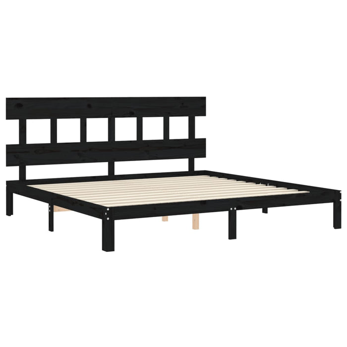 Massivholzbett mit Kopfteil Schwarz 200x200 cm