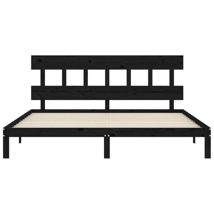Massivholzbett mit Kopfteil Schwarz 200x200 cm