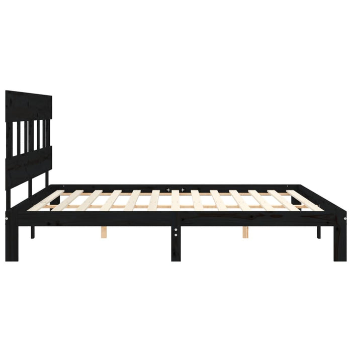 Massivholzbett mit Kopfteil Schwarz 200x200 cm