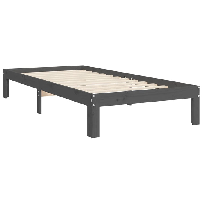 Massivholzbett mit Kopfteil Grau 90x200 cm
