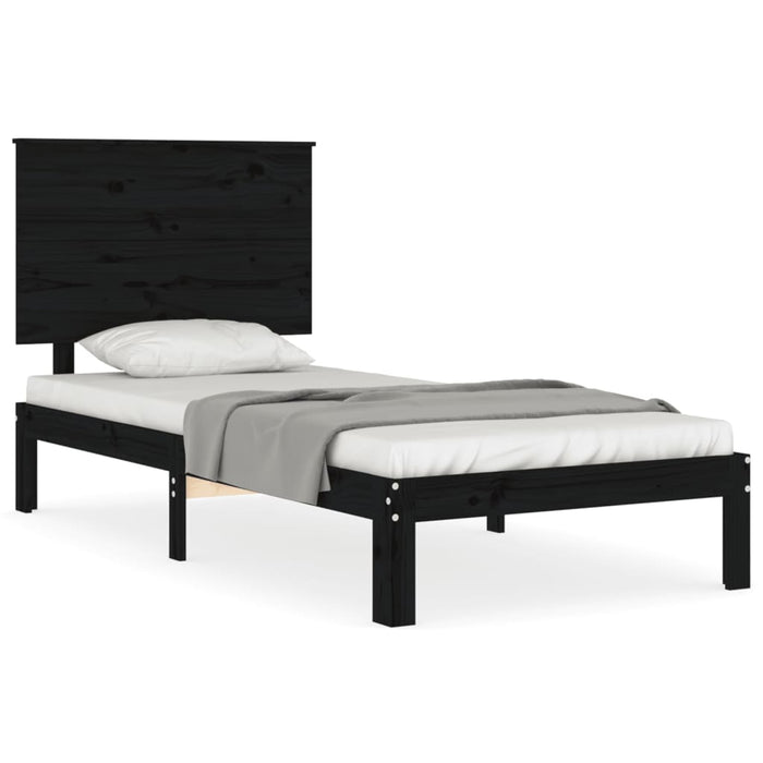 Massivholzbett mit Kopfteil Schwarz 90x200 cm