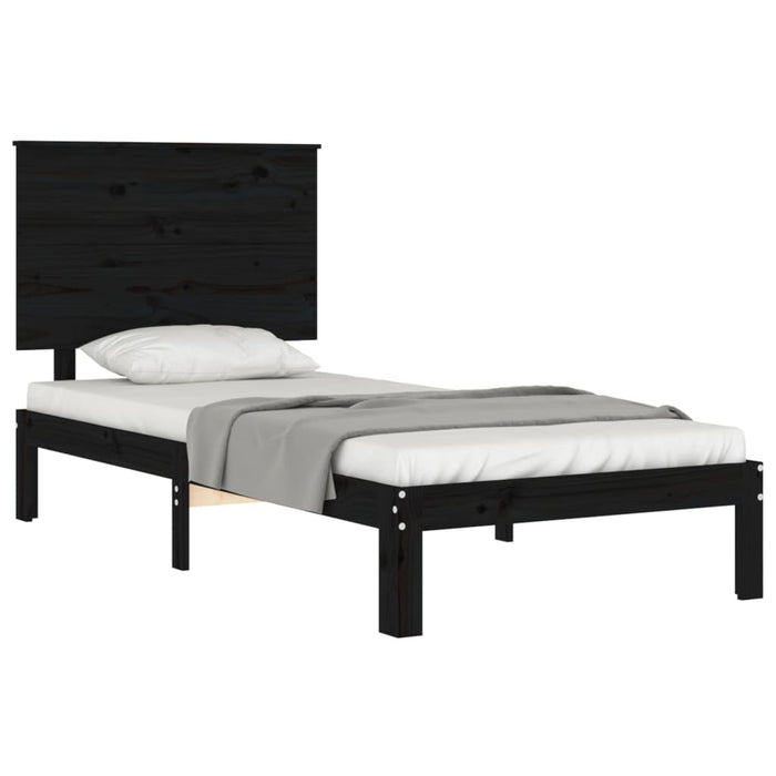 Massivholzbett mit Kopfteil Schwarz 90x200 cm