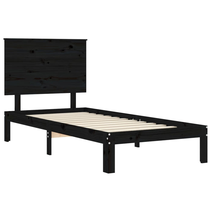 Massivholzbett mit Kopfteil Schwarz 90x200 cm