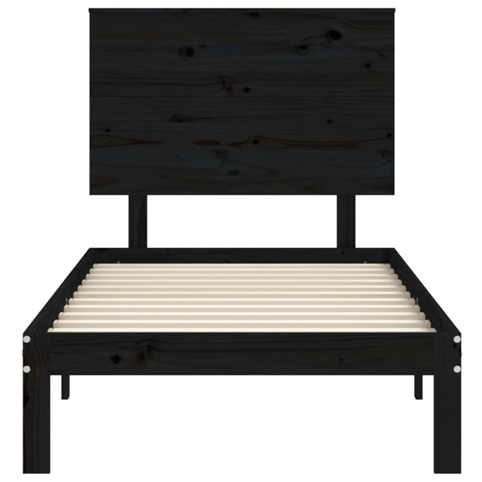 Massivholzbett mit Kopfteil Schwarz 90x200 cm