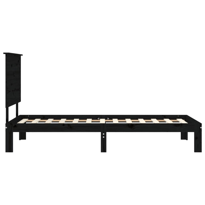 Massivholzbett mit Kopfteil Schwarz 90x200 cm