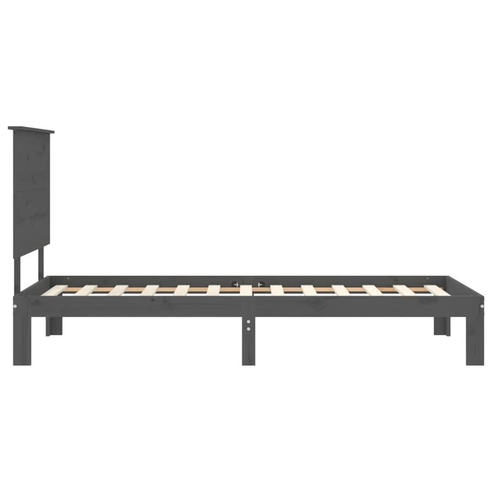 Massivholzbett mit Kopfteil Grau 100x200 cm