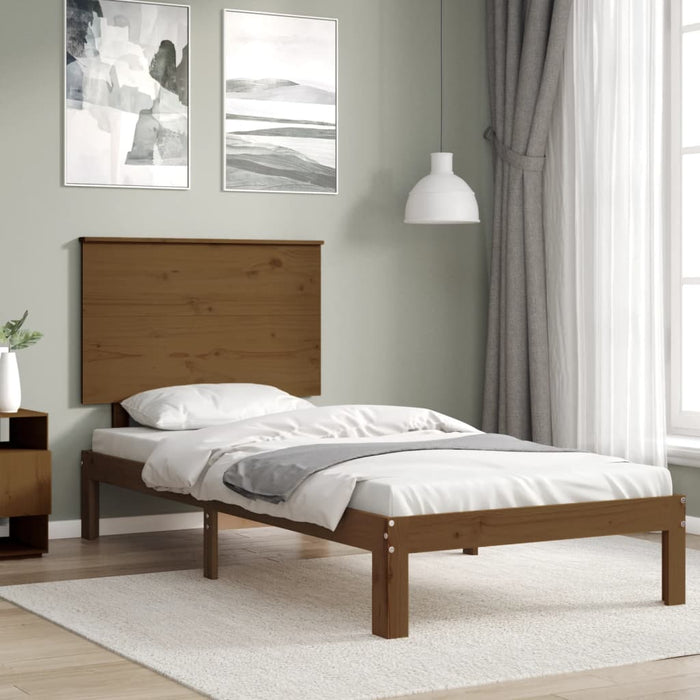 Massivholzbett mit Kopfteil Honigbraun 100x200 cm