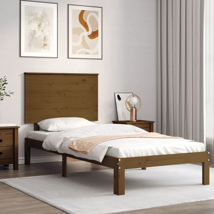 Massivholzbett mit Kopfteil Honigbraun 100x200 cm