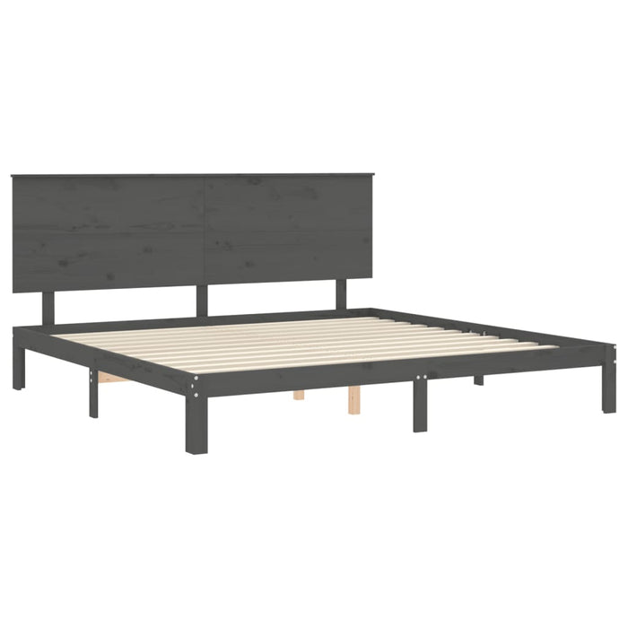 Massivholzbett mit Kopfteil Grau 200x200 cm