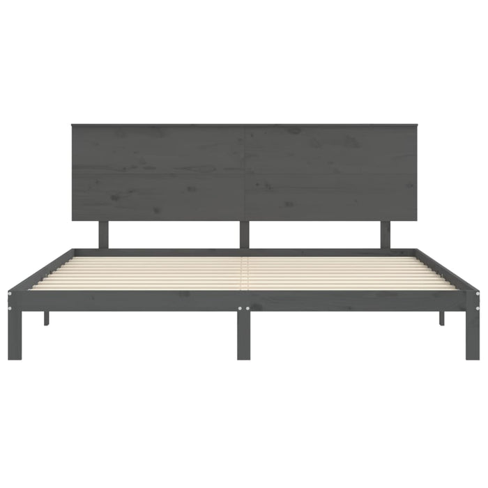 Massivholzbett mit Kopfteil Grau 200x200 cm