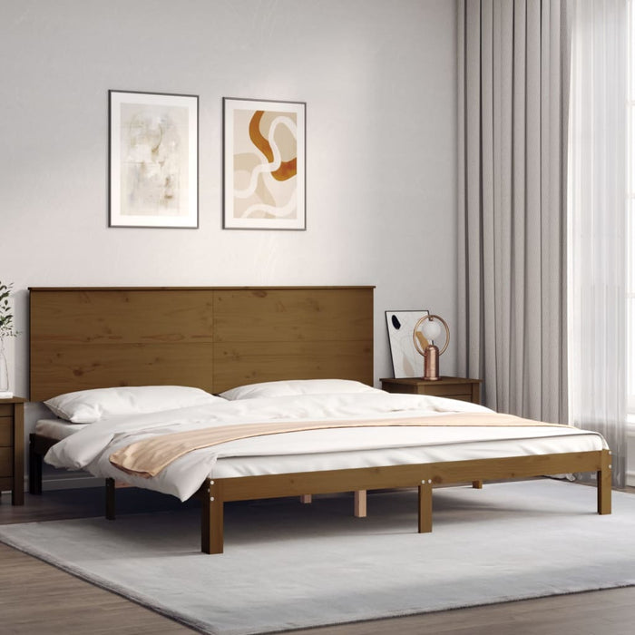 Massivholzbett mit Kopfteil Honigbraun 200x200 cm