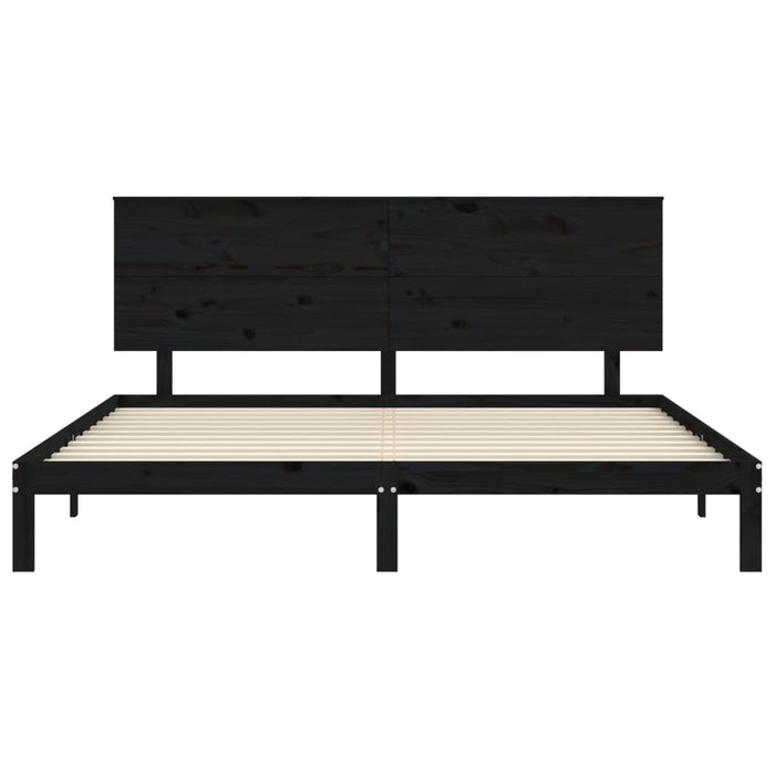Massivholzbett mit Kopfteil Schwarz 200x200 cm