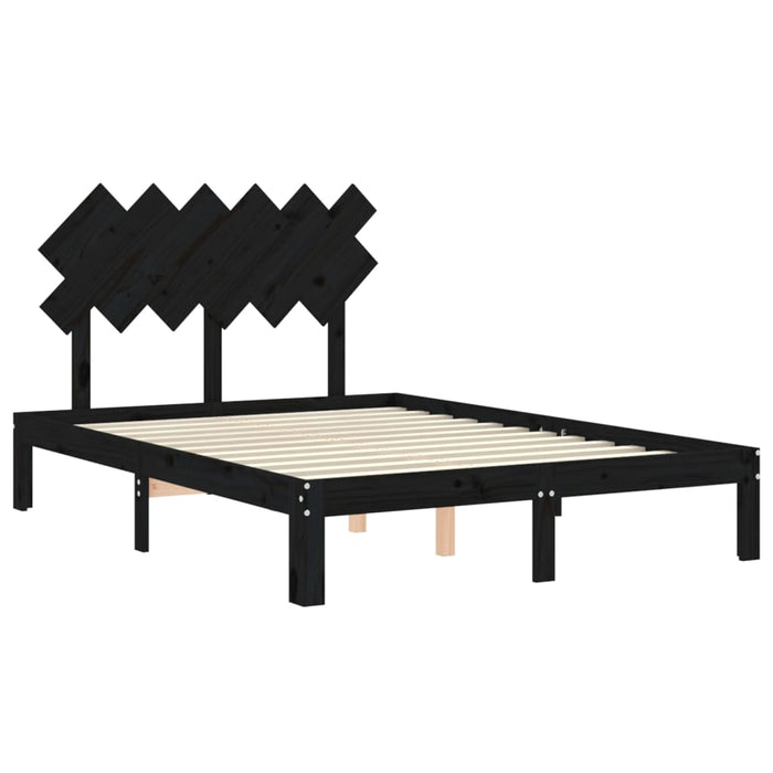 Massivholzbett mit Kopfteil Schwarz