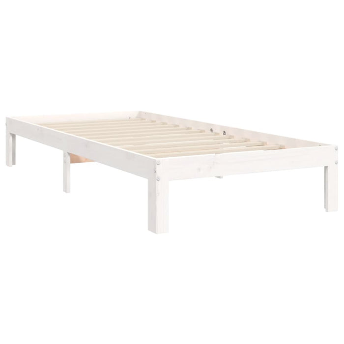 Massivholzbett mit Kopfteil Weiß 90x200 cm