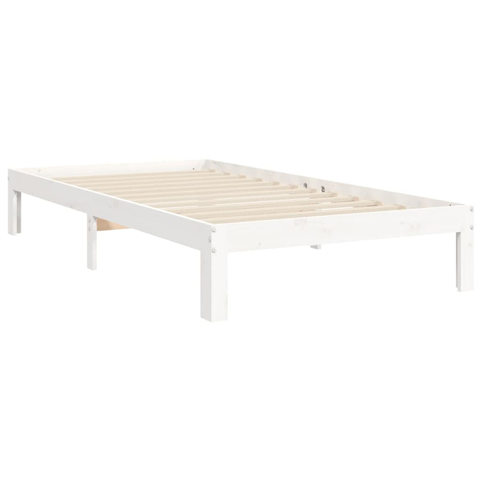 Massivholzbett mit Kopfteil Weiß 100x200 cm