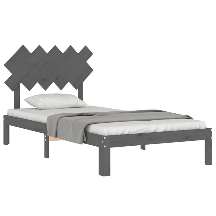 Massivholzbett mit Kopfteil Grau 100x200 cm