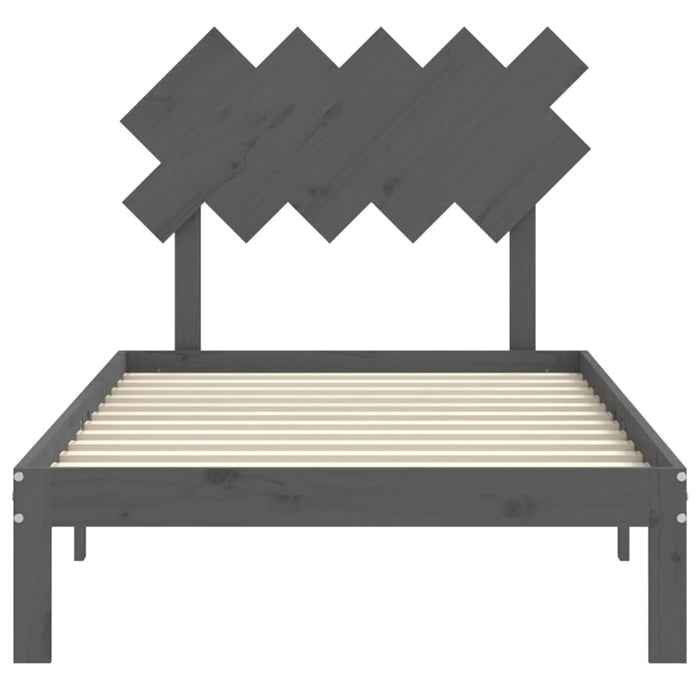 Massivholzbett mit Kopfteil Grau 100x200 cm
