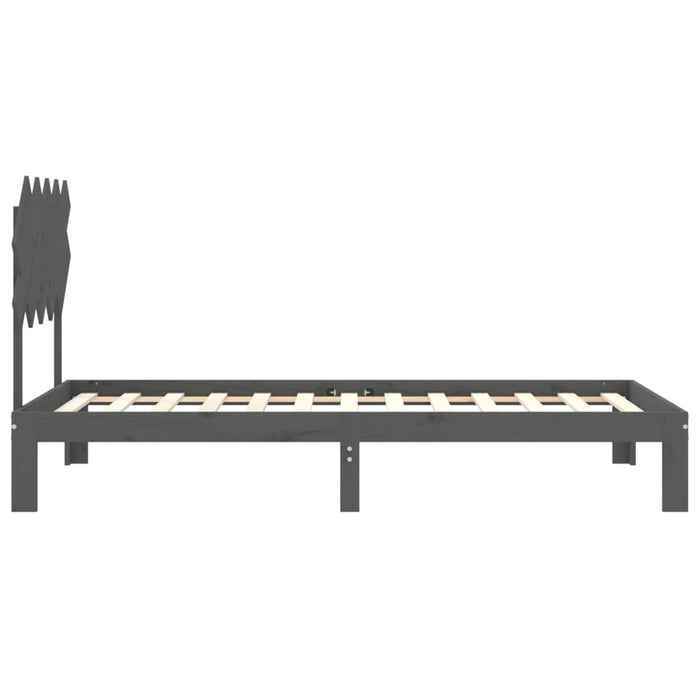 Massivholzbett mit Kopfteil Grau 100x200 cm