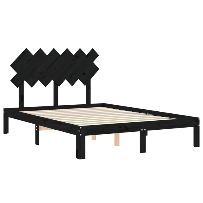 Massivholzbett mit Kopfteil Schwarz 120x200 cm