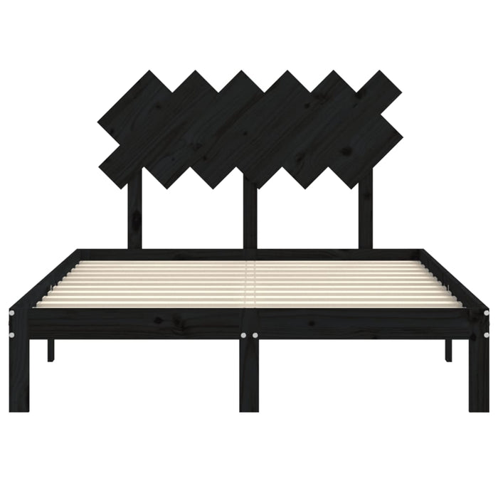 Massivholzbett mit Kopfteil Schwarz 120x200 cm
