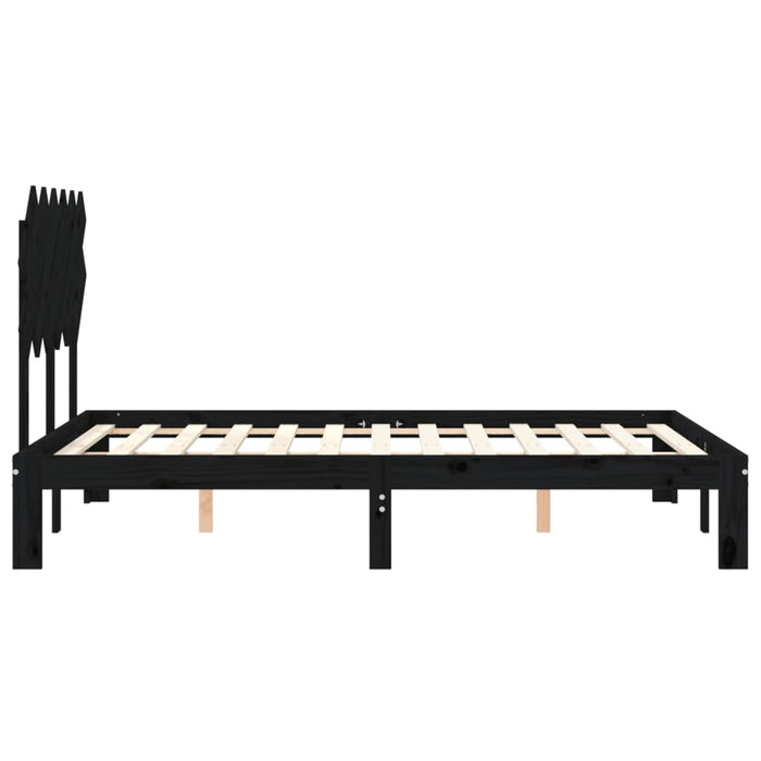 Massivholzbett mit Kopfteil Schwarz 120x200 cm