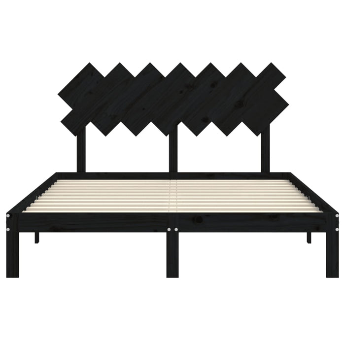 Massivholzbett mit Kopfteil Schwarz 140x200 cm