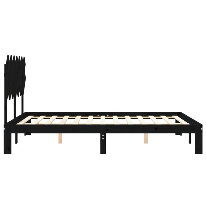 Massivholzbett mit Kopfteil Schwarz 140x200 cm