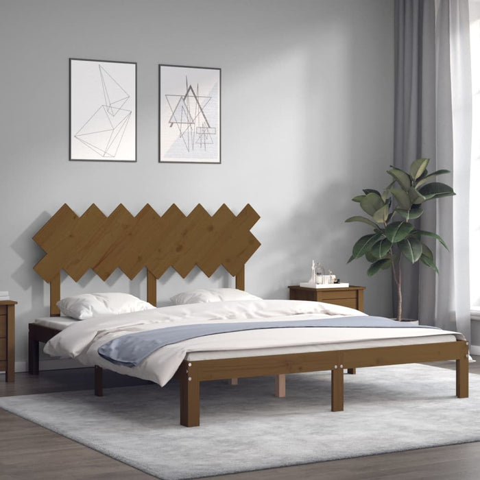 Massivholzbett mit Kopfteil Honigbraun 160x200 cm