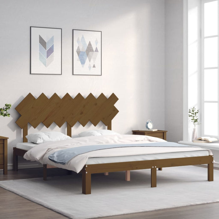 Massivholzbett mit Kopfteil Honigbraun 160x200 cm