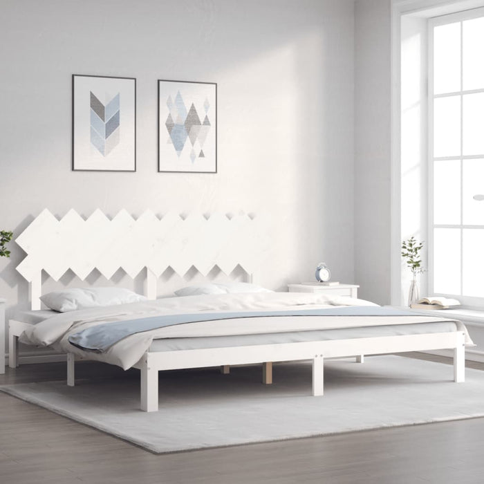 Massivholzbett mit Kopfteil Weiß 200x200 cm
