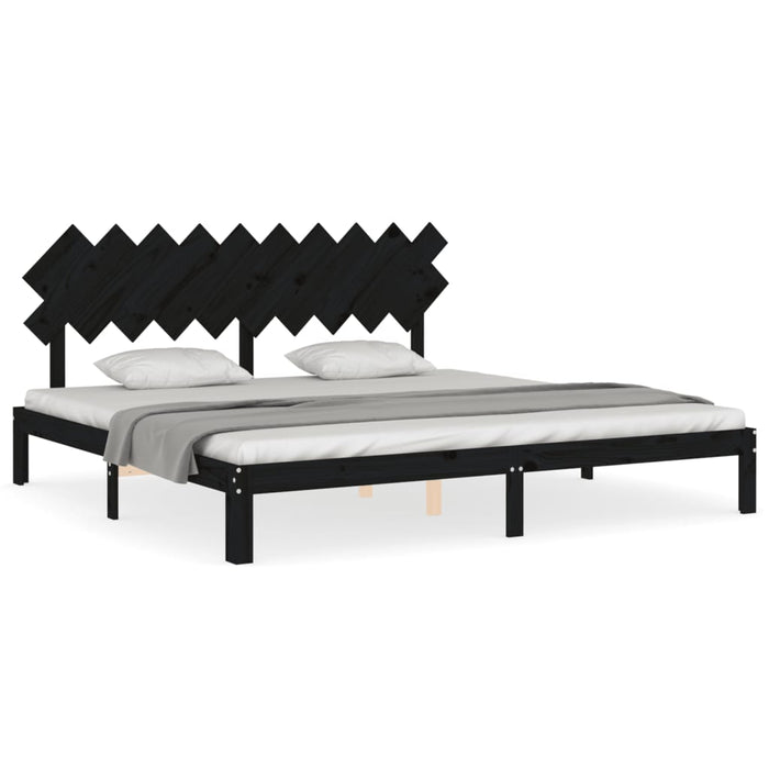 Massivholzbett mit Kopfteil Schwarz 200x200 cm