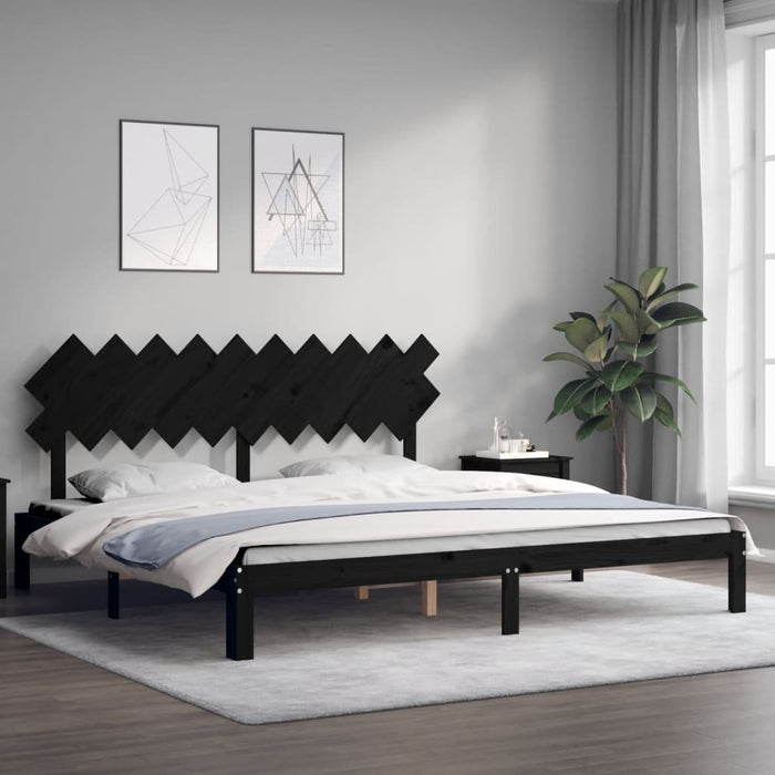 Massivholzbett mit Kopfteil Schwarz 200x200 cm