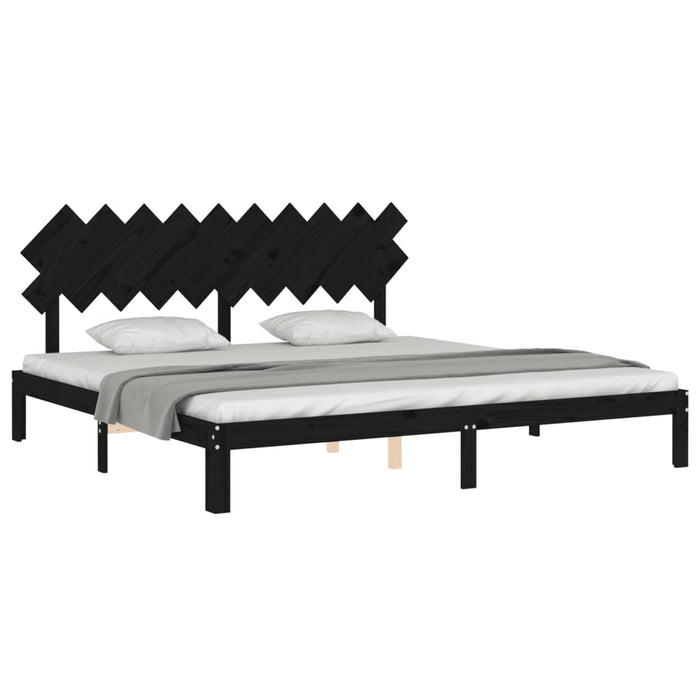 Massivholzbett mit Kopfteil Schwarz 200x200 cm