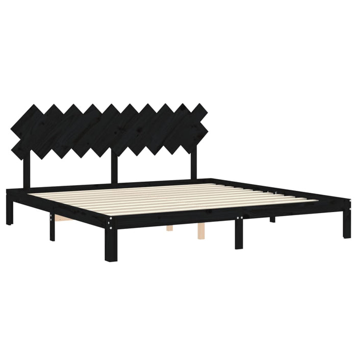 Massivholzbett mit Kopfteil Schwarz 200x200 cm