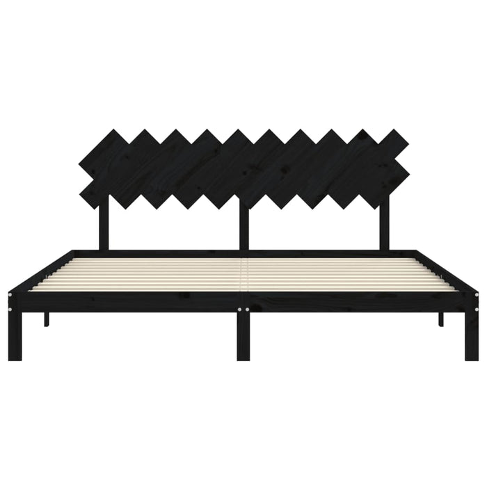 Massivholzbett mit Kopfteil Schwarz 200x200 cm