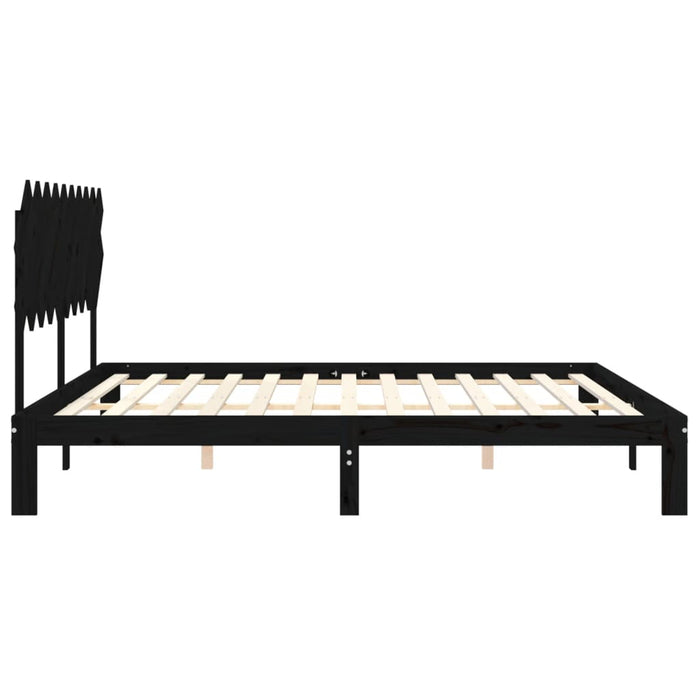 Massivholzbett mit Kopfteil Schwarz 200x200 cm