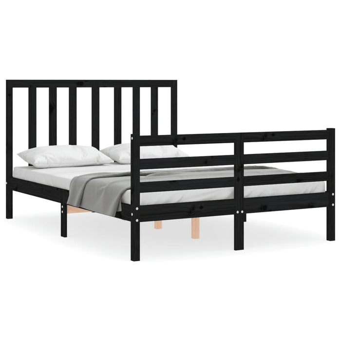 Massivholzbett mit Kopfteil Schwarz