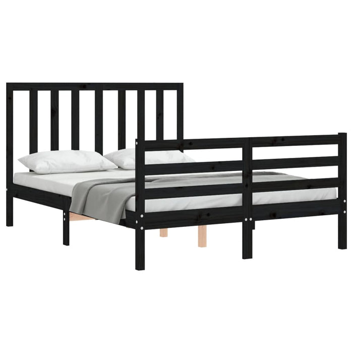 Massivholzbett mit Kopfteil Schwarz