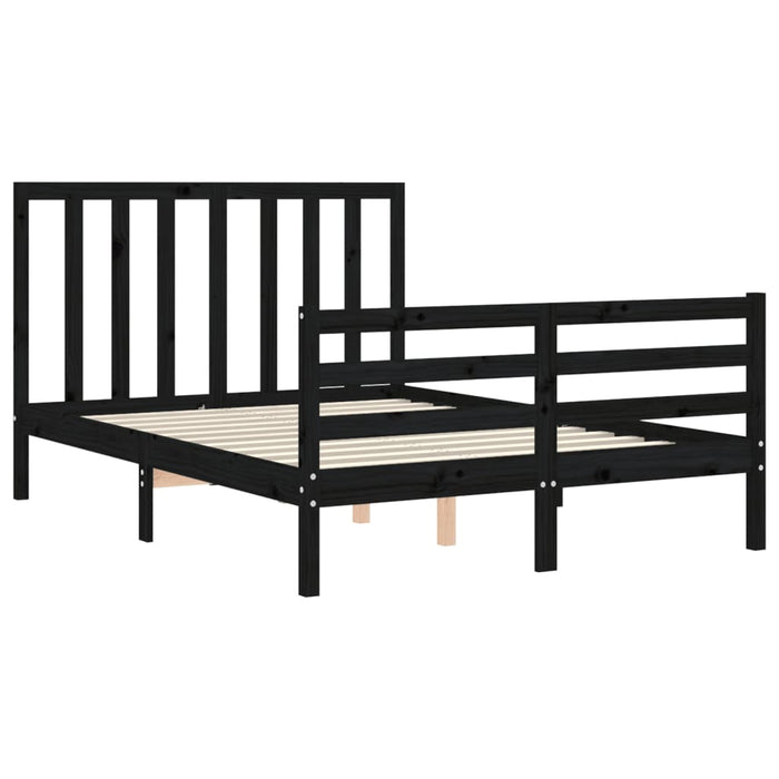 Massivholzbett mit Kopfteil Schwarz