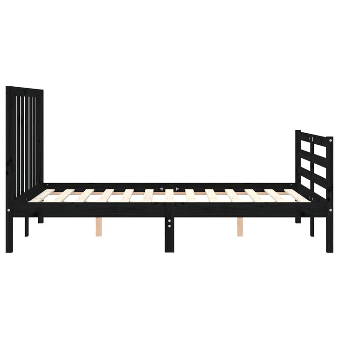 Massivholzbett mit Kopfteil Schwarz