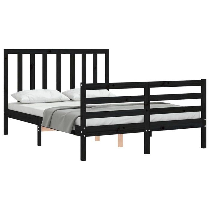 Massivholzbett mit Kopfteil Schwarz